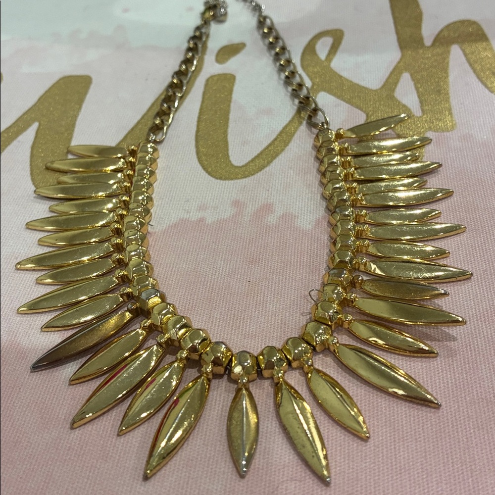 Gold Statement Spike Bib Necklace for Women